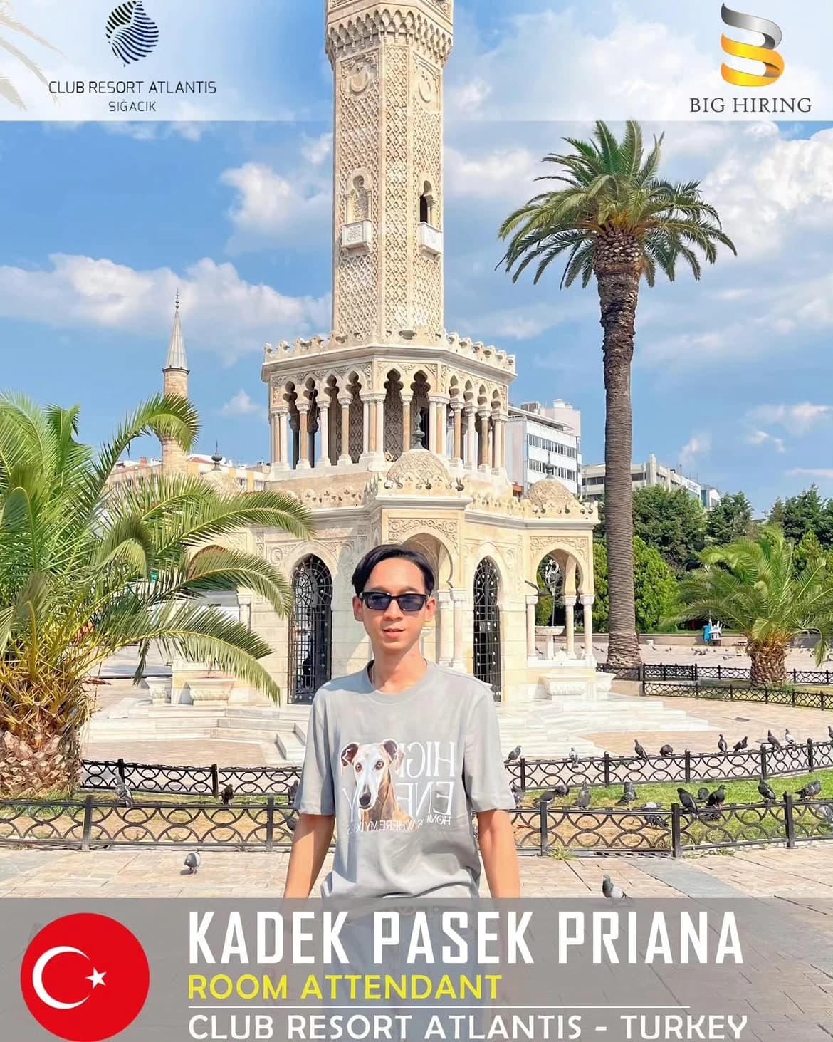 Big Hiring room attendant Kadek Pasek Priana at Club Resort Atlantis in Turkey