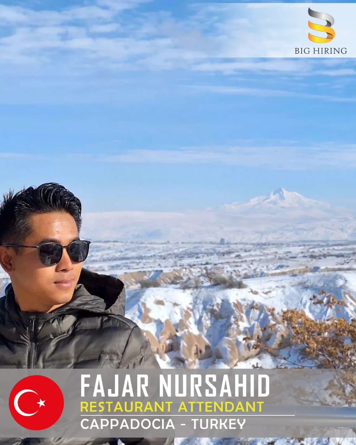 Big Hiring restaurant attendant Fajar Nursahid in Cappadocia, Turkey