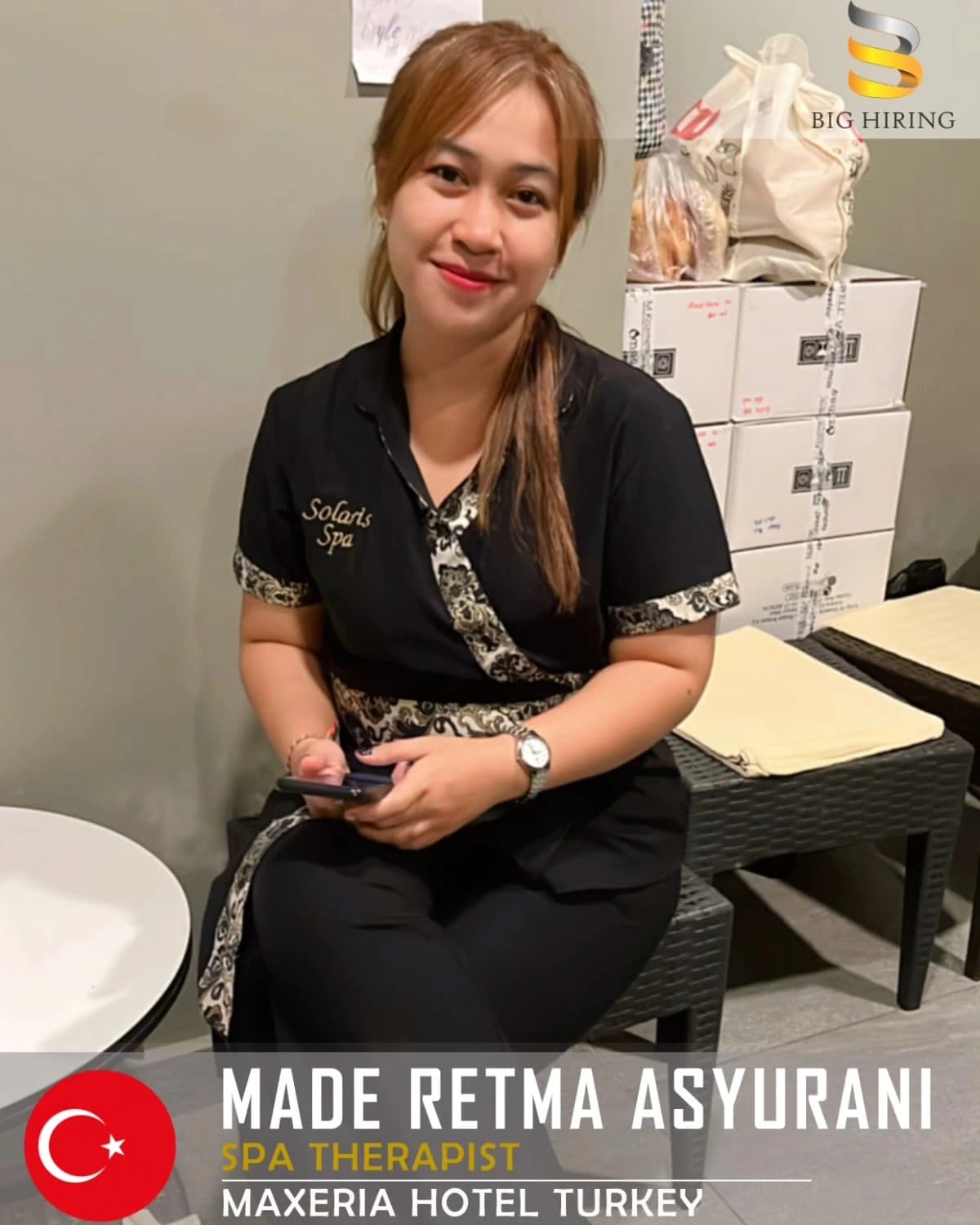 Big Hiring spa therapist Made Retma Asyurani at Maxeria Hotel in Turkey
