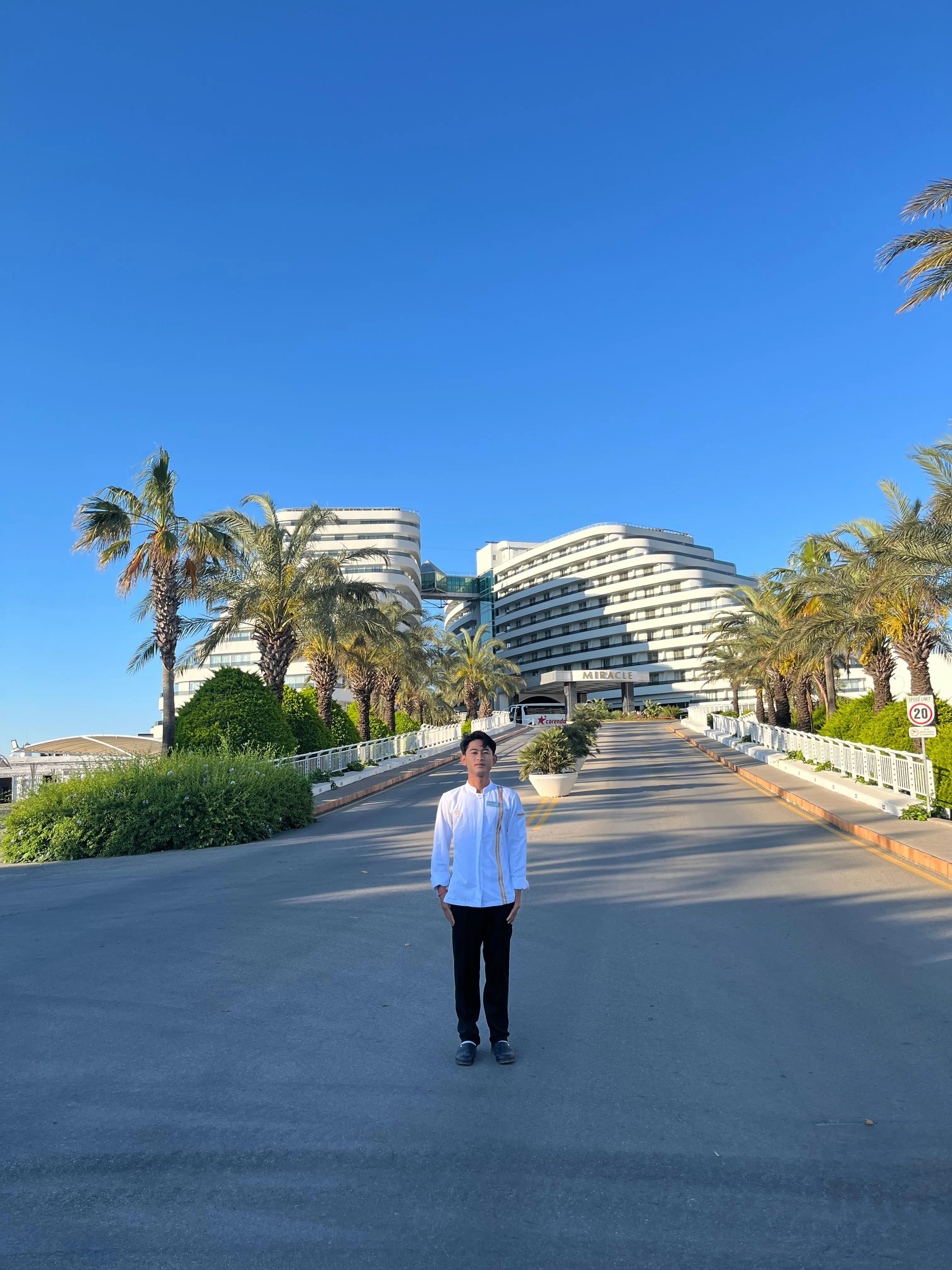 Big Hiring hospitality professional outside a resort in Turkey