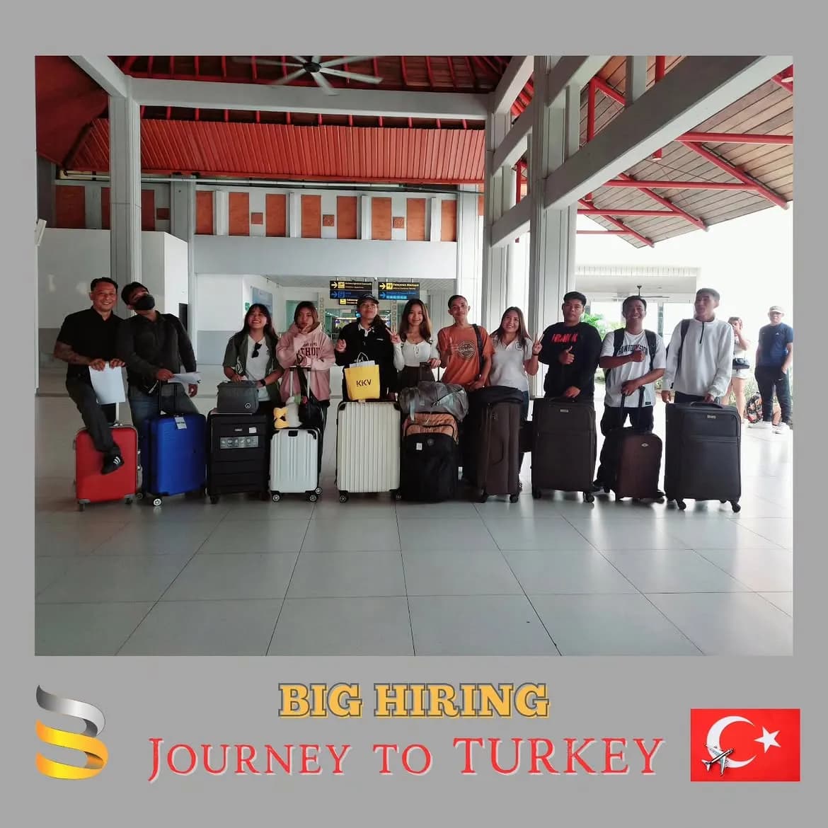 Big Hiring candidates with luggage departing for Turkey